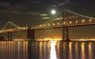 low light photograph of golden bridge